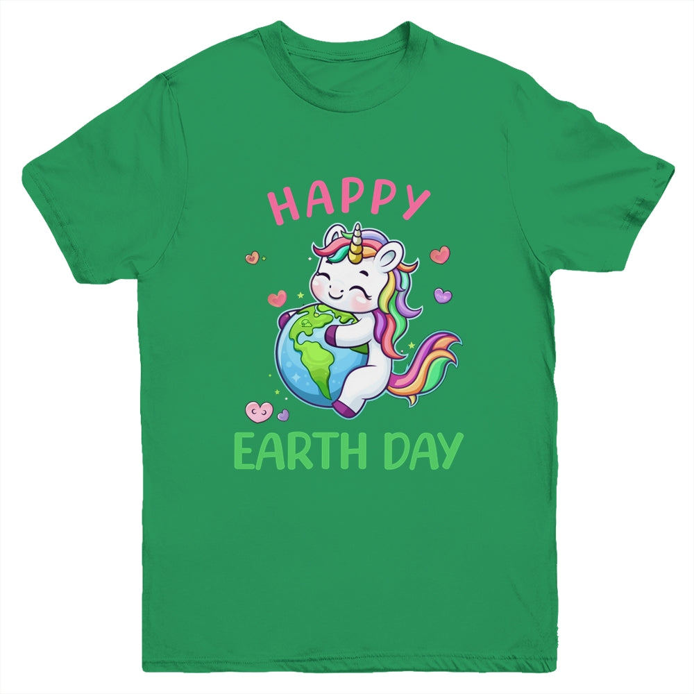 Cute Unicorn Happy Earth Day Groovy Women Girls Kids Youth Shirt | teecentury