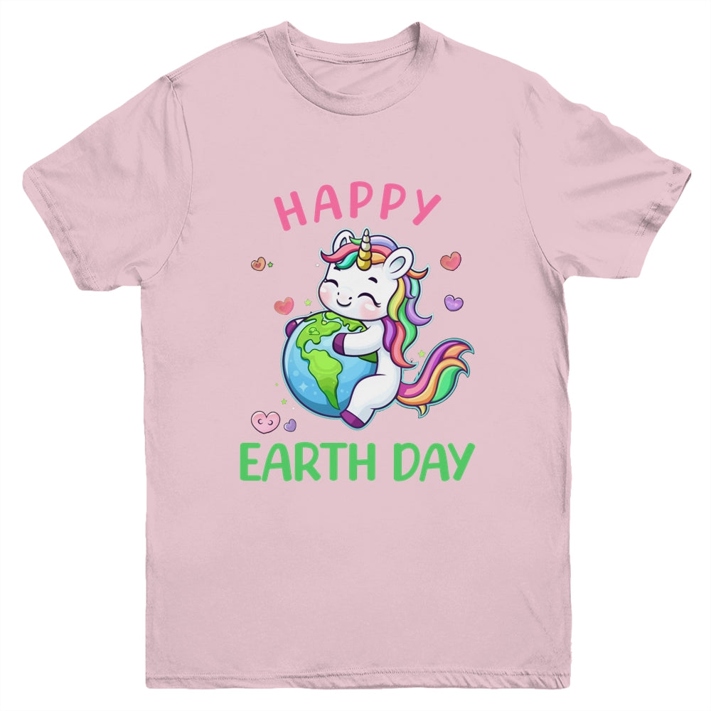 Cute Unicorn Happy Earth Day Groovy Women Girls Kids Youth Shirt | teecentury