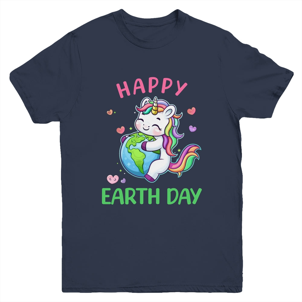 Cute Unicorn Happy Earth Day Groovy Women Girls Kids Youth Shirt | teecentury
