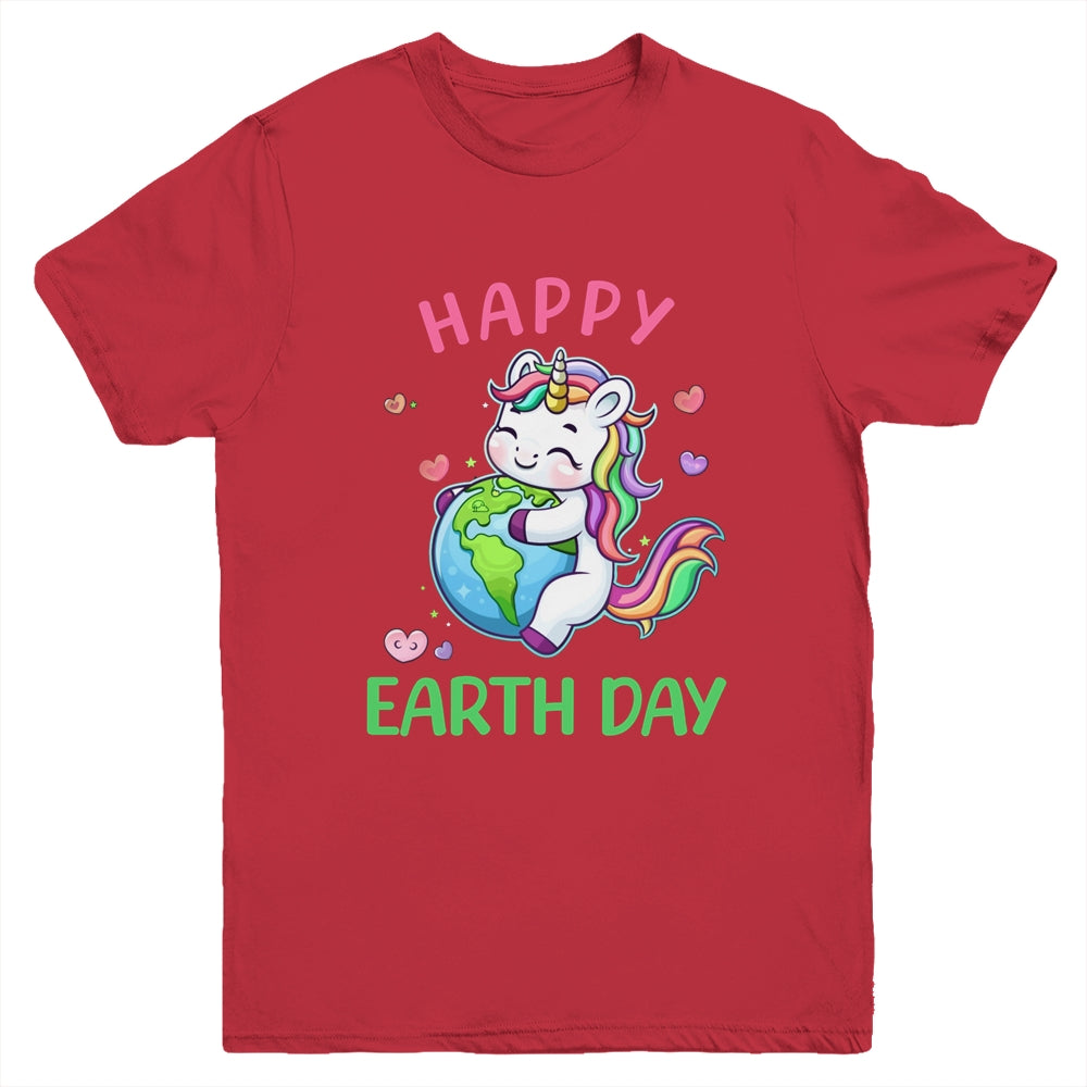 Cute Unicorn Happy Earth Day Groovy Women Girls Kids Youth Shirt | teecentury