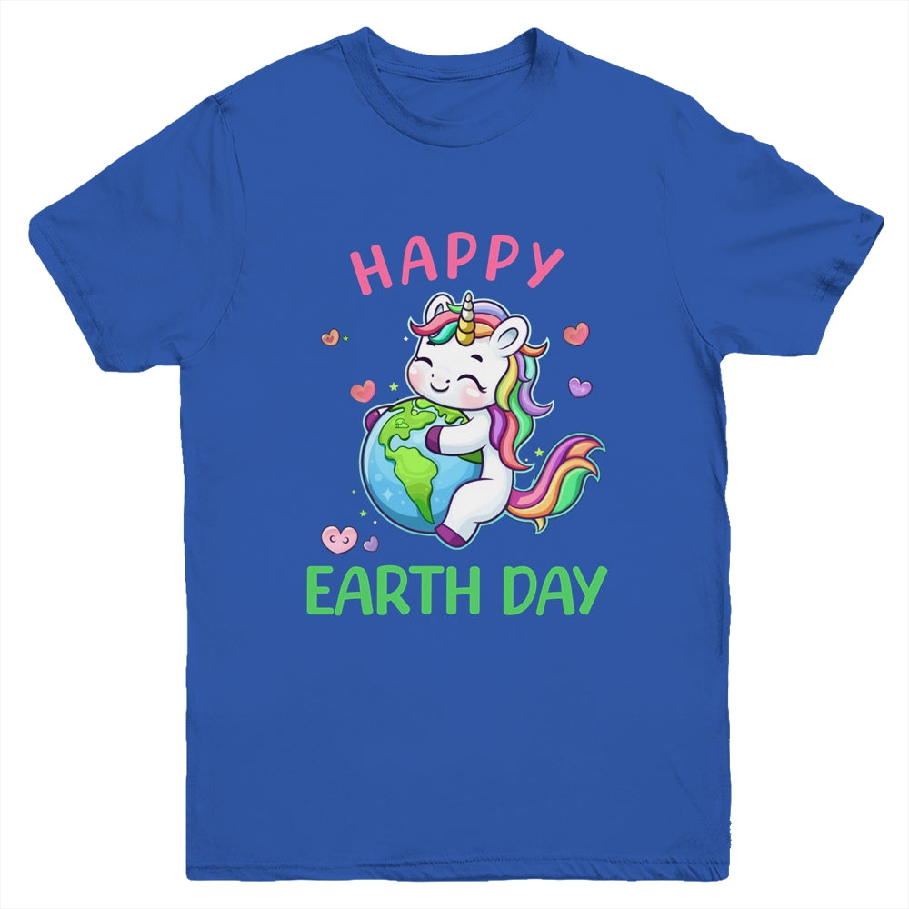 Cute Unicorn Happy Earth Day Groovy Women Girls Kids Youth Shirt | teecentury
