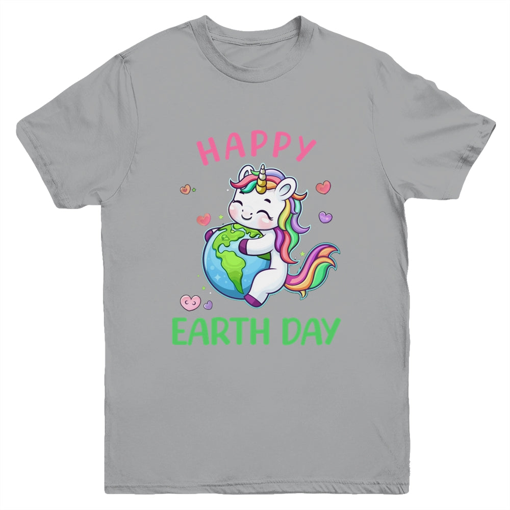Cute Unicorn Happy Earth Day Groovy Women Girls Kids Youth Shirt | teecentury