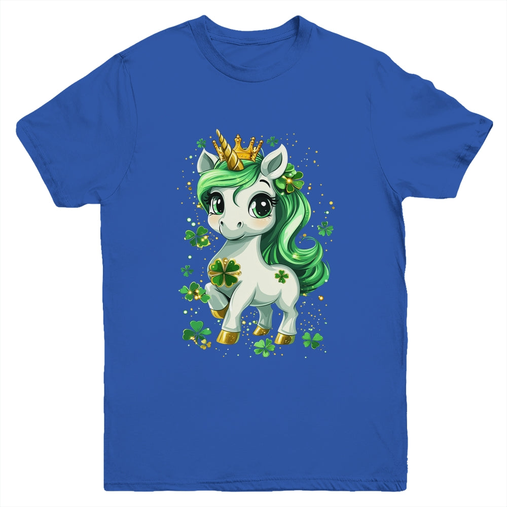 Cute Unicorn Shamrock St Patricks Day Girls Kids Lepricorn Youth Shirt | teecentury