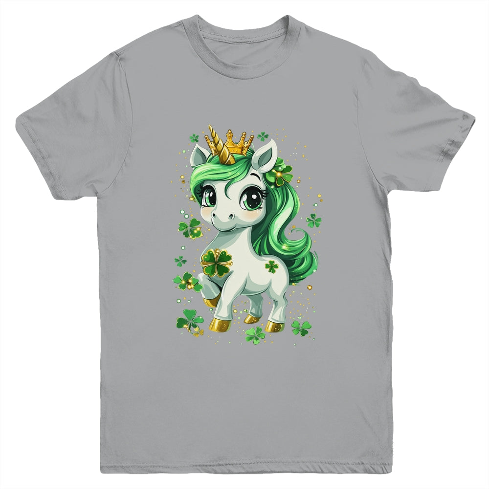 Cute Unicorn Shamrock St Patricks Day Girls Kids Lepricorn Youth Shirt | teecentury