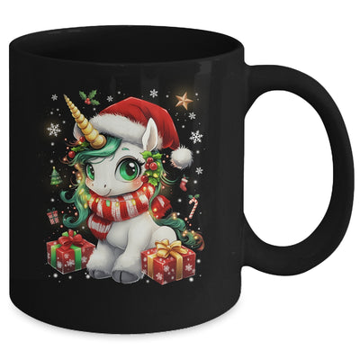 Cute Unicorrn Santa Hat Christmas Xmas Girl Holiday Mug | teecentury