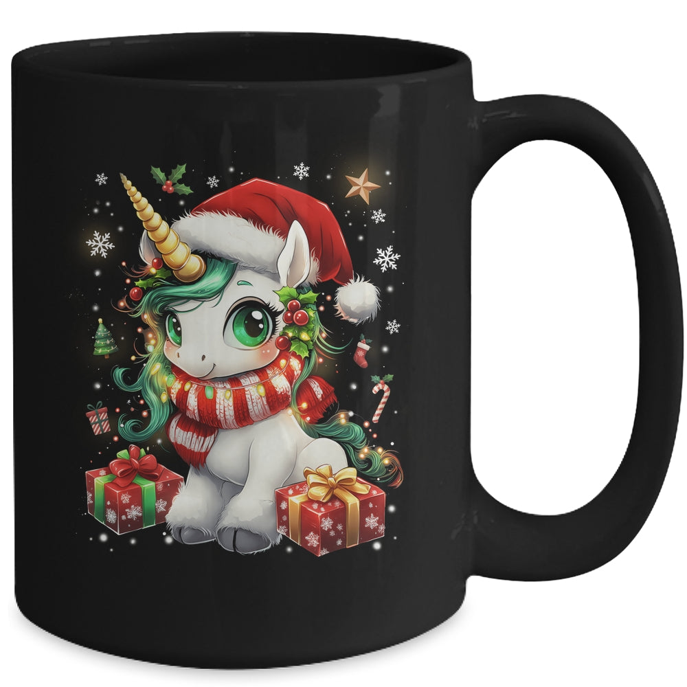Cute Unicorrn Santa Hat Christmas Xmas Girl Holiday Mug | teecentury