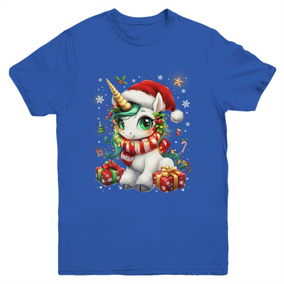 Cute Unicorrn Santa Hat Christmas Xmas Girl Holiday Youth Shirt | teecentury