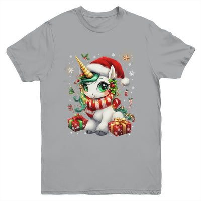 Cute Unicorrn Santa Hat Christmas Xmas Girl Holiday Youth Shirt | teecentury
