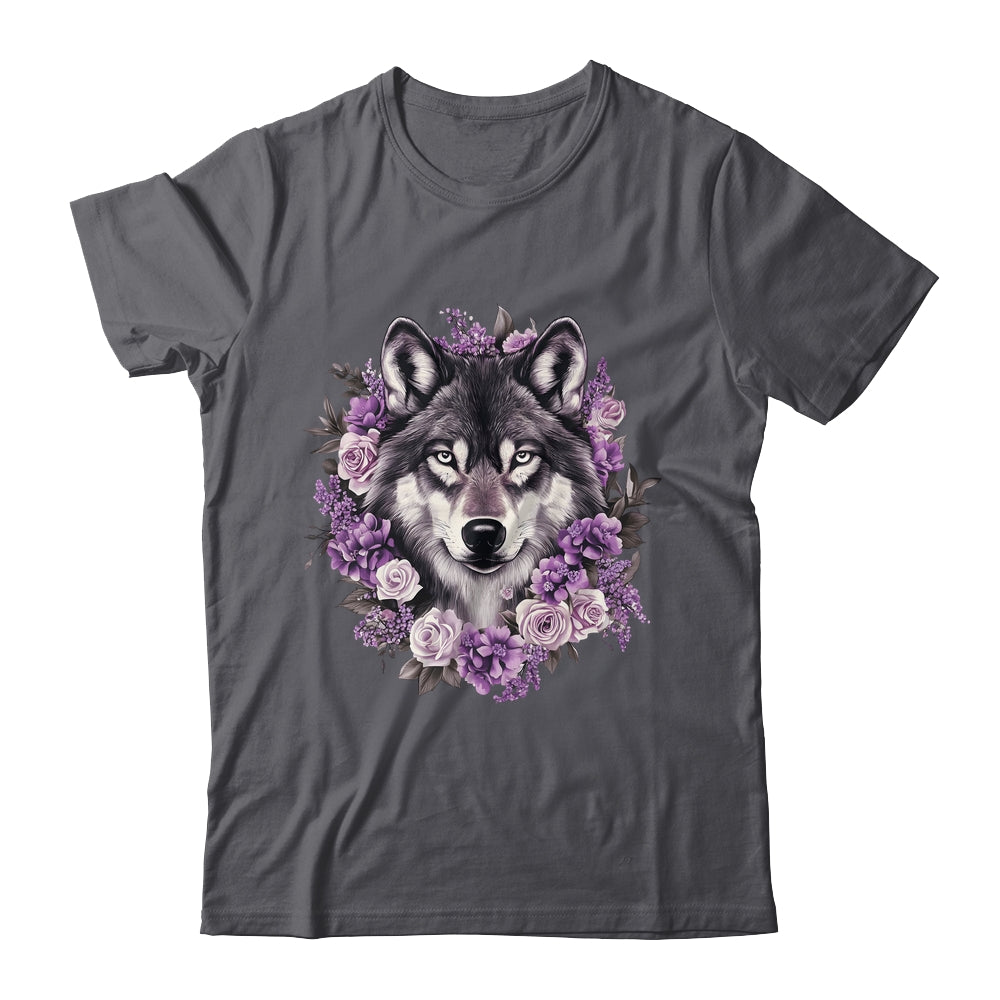 Cute Wolf Art For Women Girls Floral Wolves Wolf Lover Shirt & Hoodie | teecentury