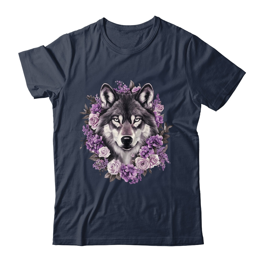 Cute Wolf Art For Women Girls Floral Wolves Wolf Lover Shirt & Hoodie | teecentury