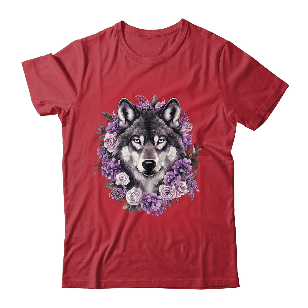 Cute Wolf Art For Women Girls Floral Wolves Wolf Lover Shirt & Hoodie | teecentury