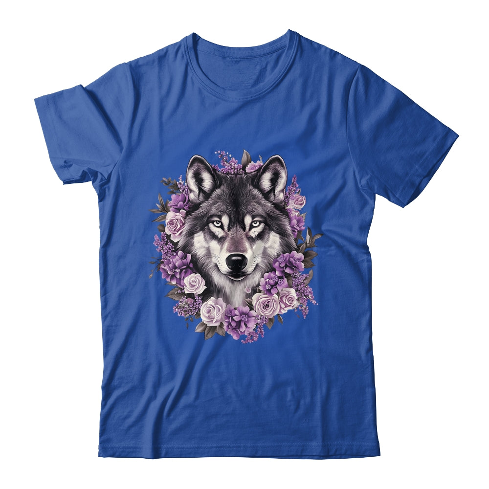 Cute Wolf Art For Women Girls Floral Wolves Wolf Lover Shirt & Hoodie | teecentury