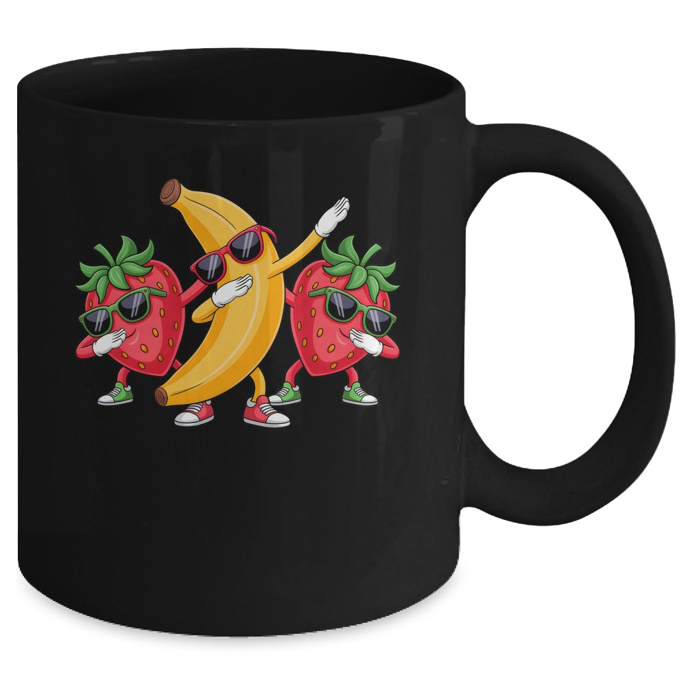 Dabbing Yellow Banana Strawberry Funny Fruit Dab Dancing Mug | teecentury