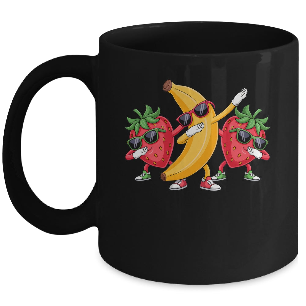 Dabbing Yellow Banana Strawberry Funny Fruit Dab Dancing Mug | teecentury