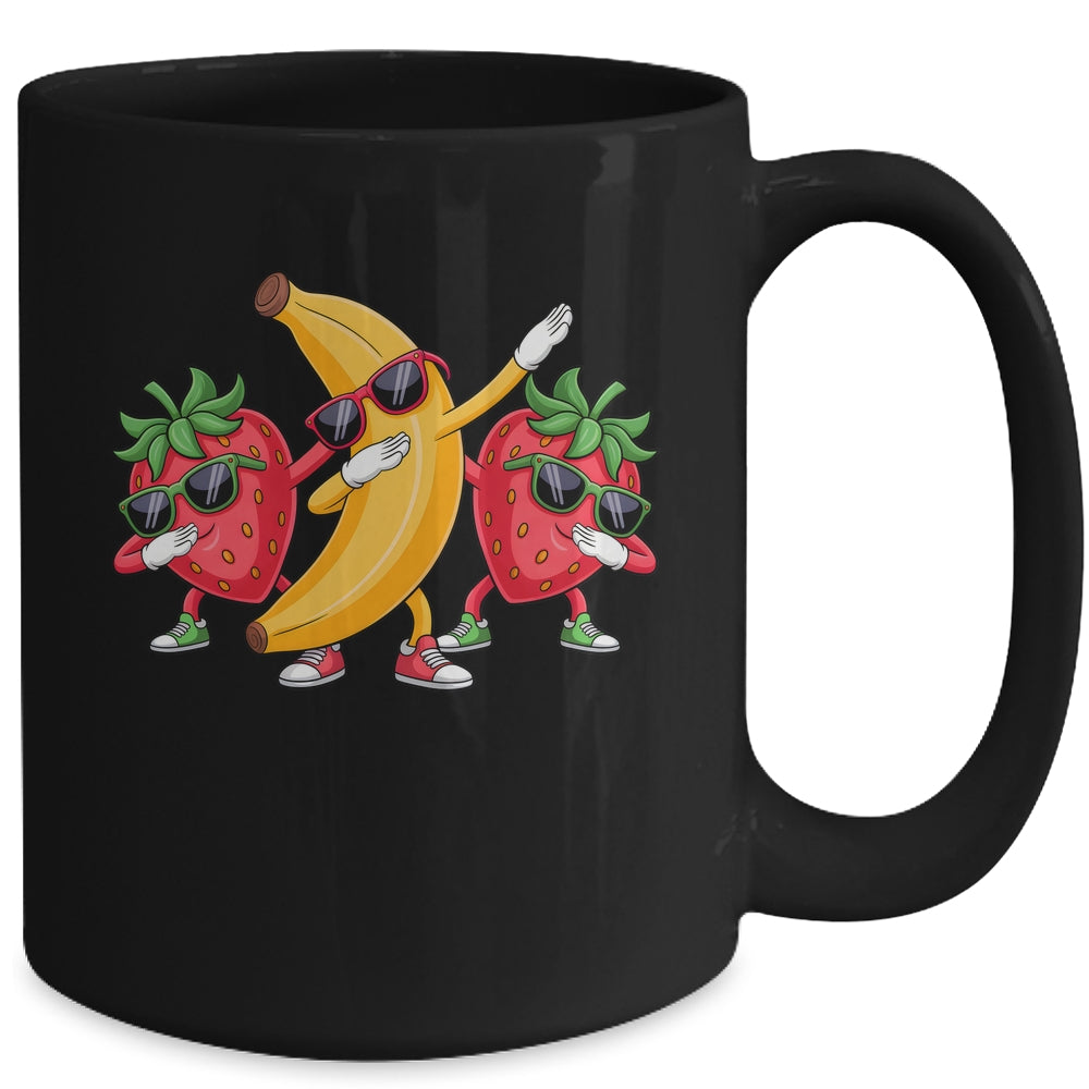 Dabbing Yellow Banana Strawberry Funny Fruit Dab Dancing Mug | teecentury