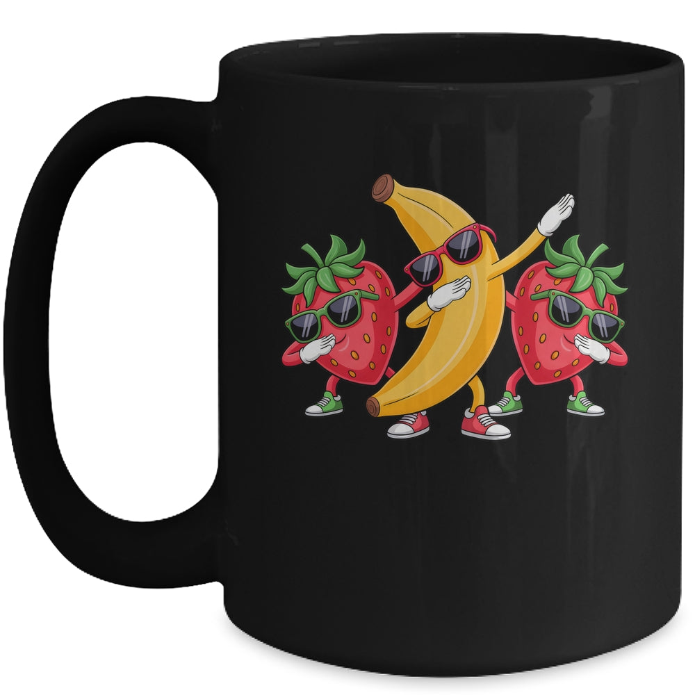 Dabbing Yellow Banana Strawberry Funny Fruit Dab Dancing Mug | teecentury