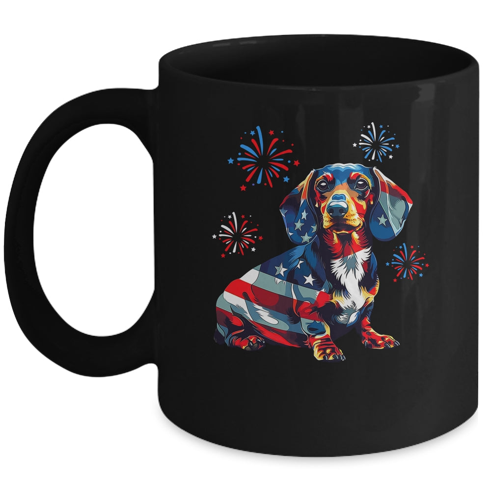 Dachshund Dog 4th Of July American Flag For Men Women Girls Mug | teecentury