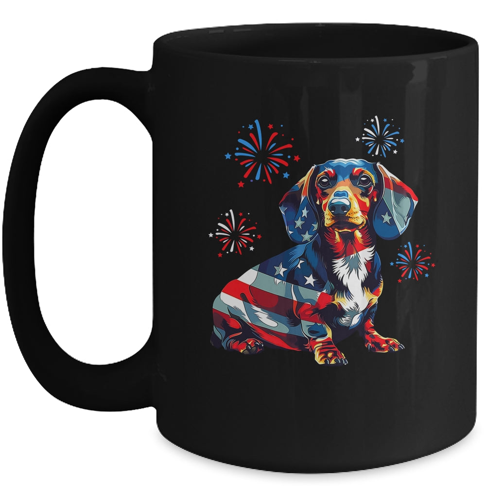 Dachshund Dog 4th Of July American Flag For Men Women Girls Mug | teecentury