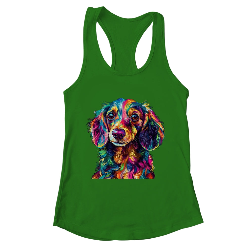 Dachshund Dog Colorful Face Dog Lover Men Women Shirt & Tank Top | teecentury