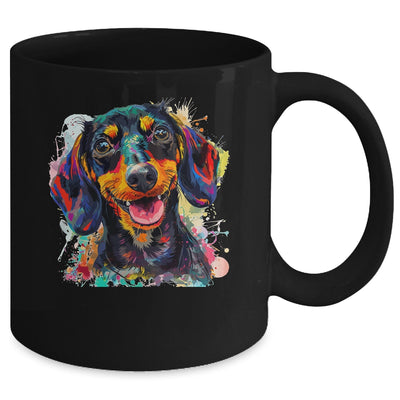 Dachshund Mom Lover Puppy Dog Watercolor Tie Dye Painting Mug | teecentury