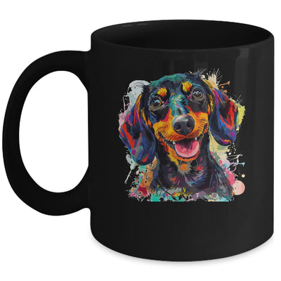 Dachshund Mom Lover Puppy Dog Watercolor Tie Dye Painting Mug | teecentury