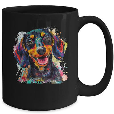 Dachshund Mom Lover Puppy Dog Watercolor Tie Dye Painting Mug | teecentury