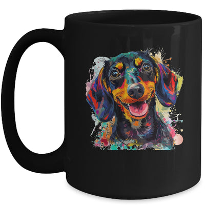 Dachshund Mom Lover Puppy Dog Watercolor Tie Dye Painting Mug | teecentury