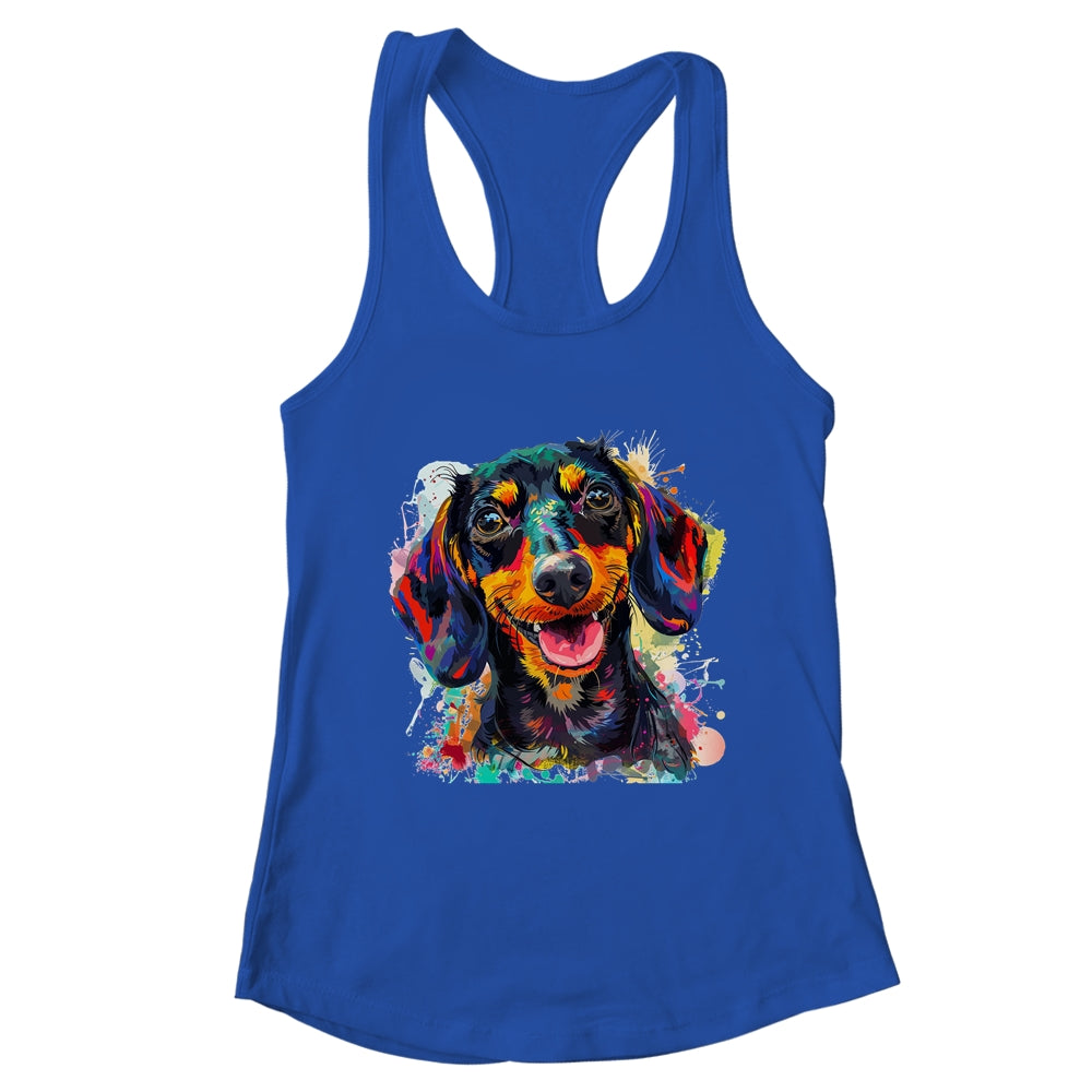 Dachshund Mom Lover Puppy Dog Watercolor Tie Dye Painting Shirt & Tank Top | teecentury