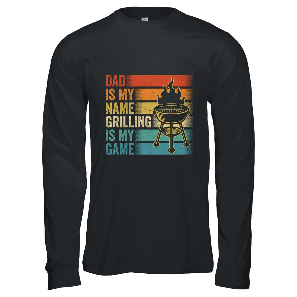 Dad Is My Name Grilling Is My Game BBQ Fathers Day Vintage Shirt & Hoodie | teecentury