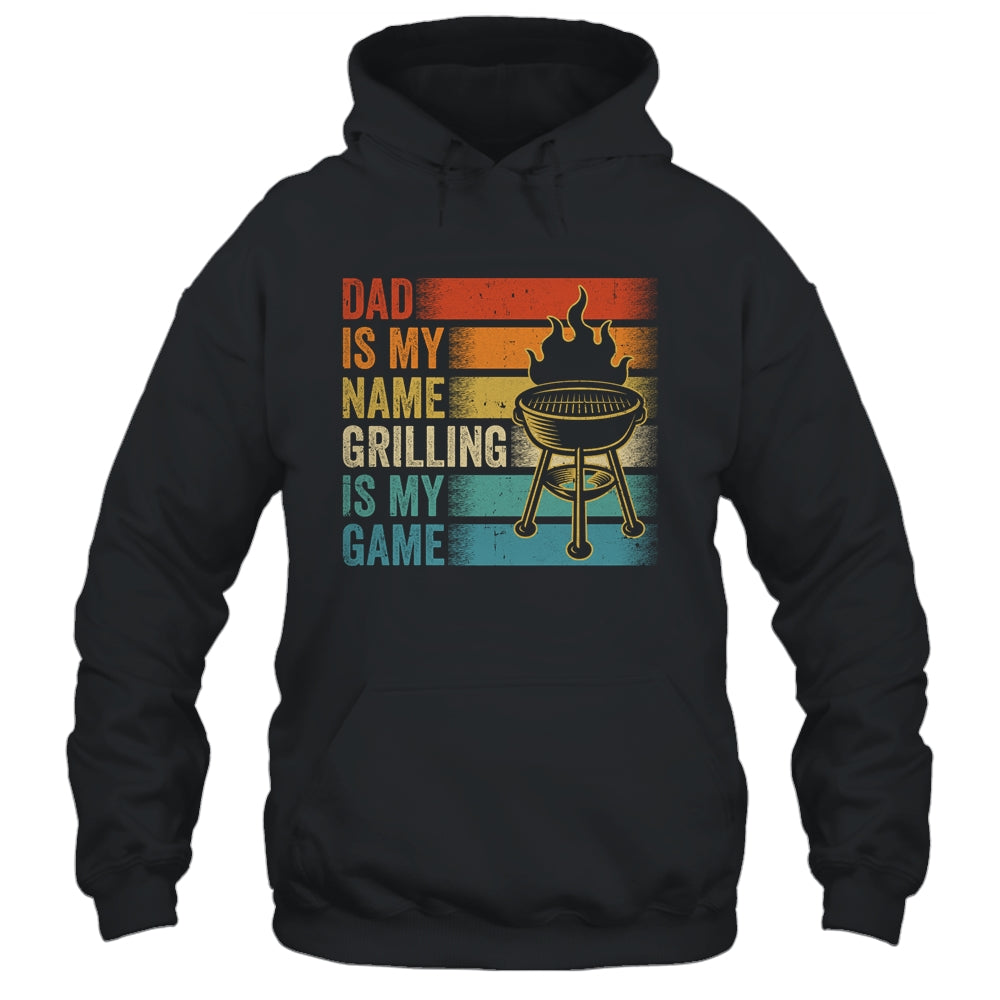 Dad Is My Name Grilling Is My Game BBQ Fathers Day Vintage Shirt & Hoodie | teecentury