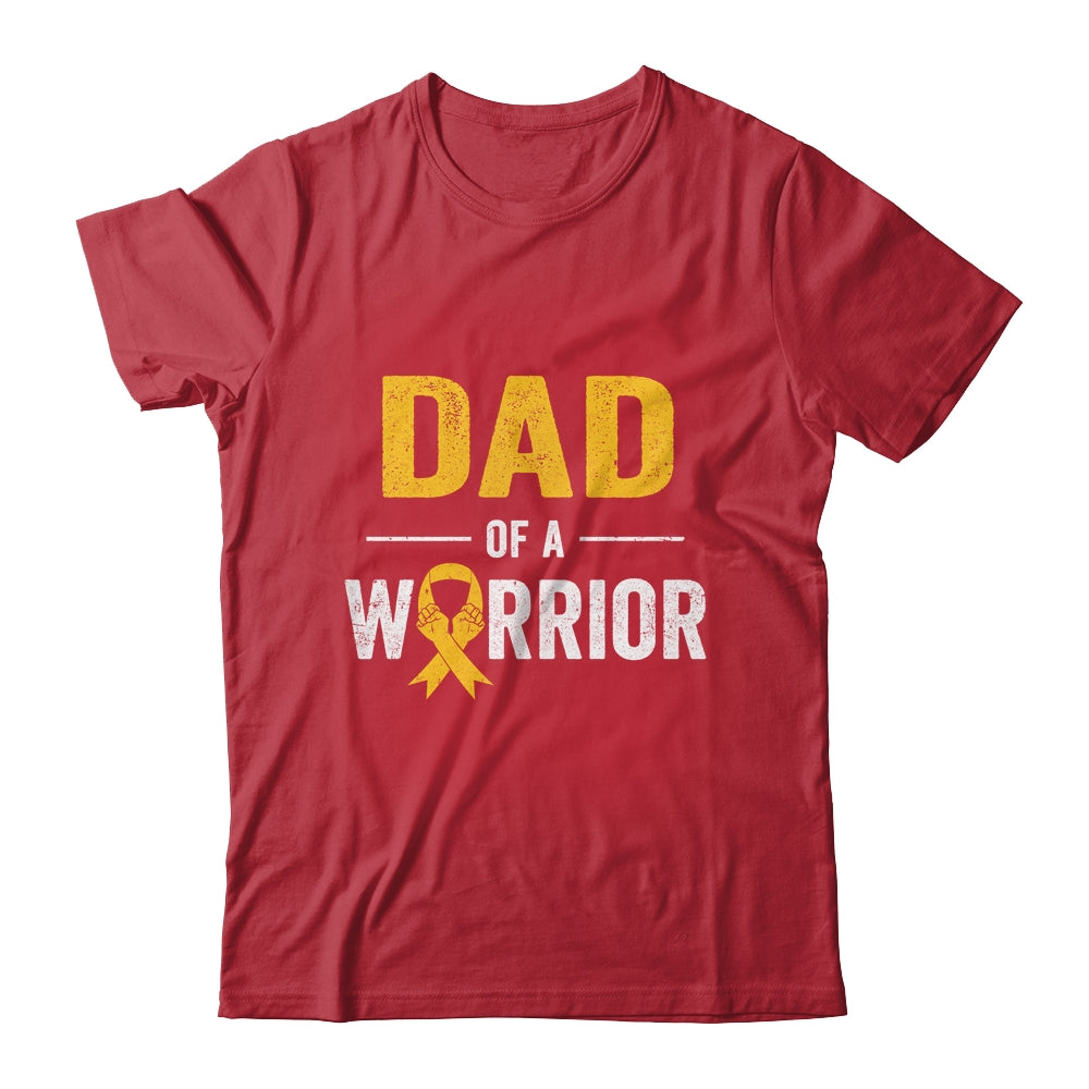 Dad Of A Warrior Childhood Cancer Awareness Family Ribbon Shirt & Hoodie | teecentury