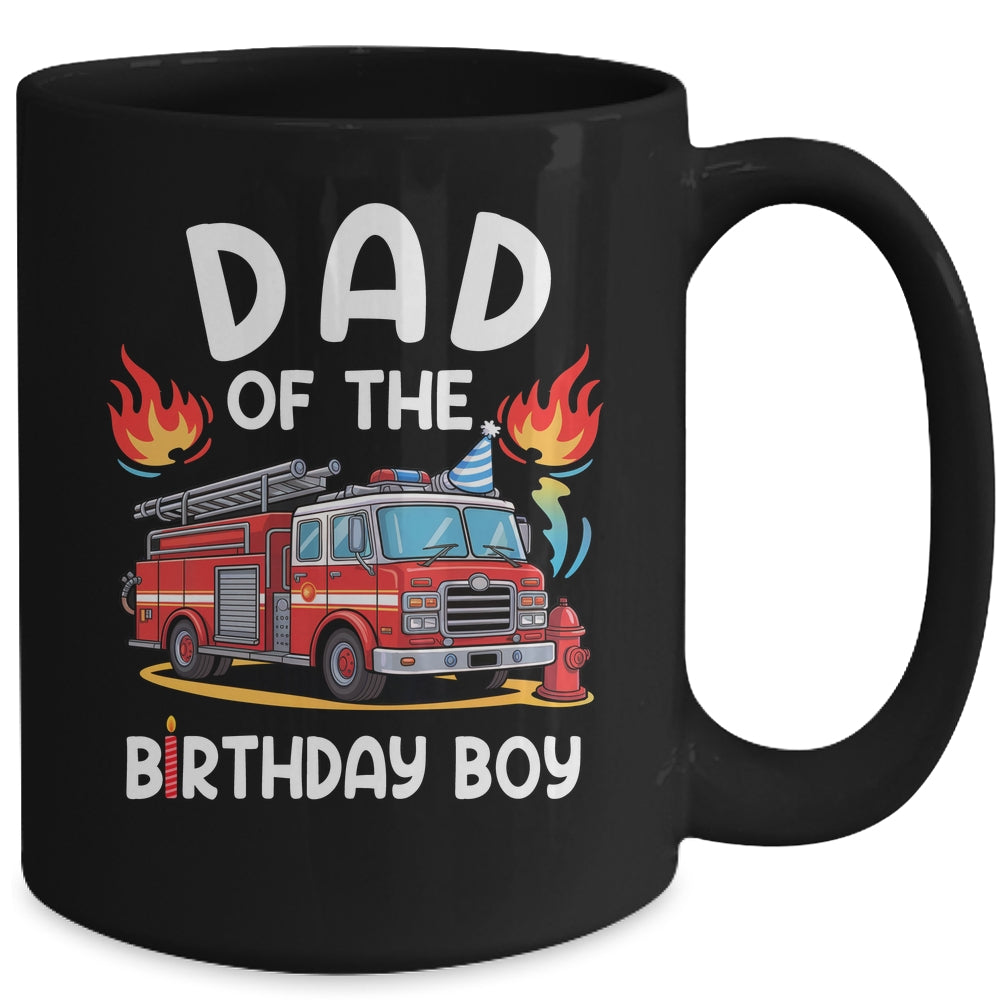 Dad Of The Birthday Boy Fire Truck Firefighter 1st Party Mug | teecentury