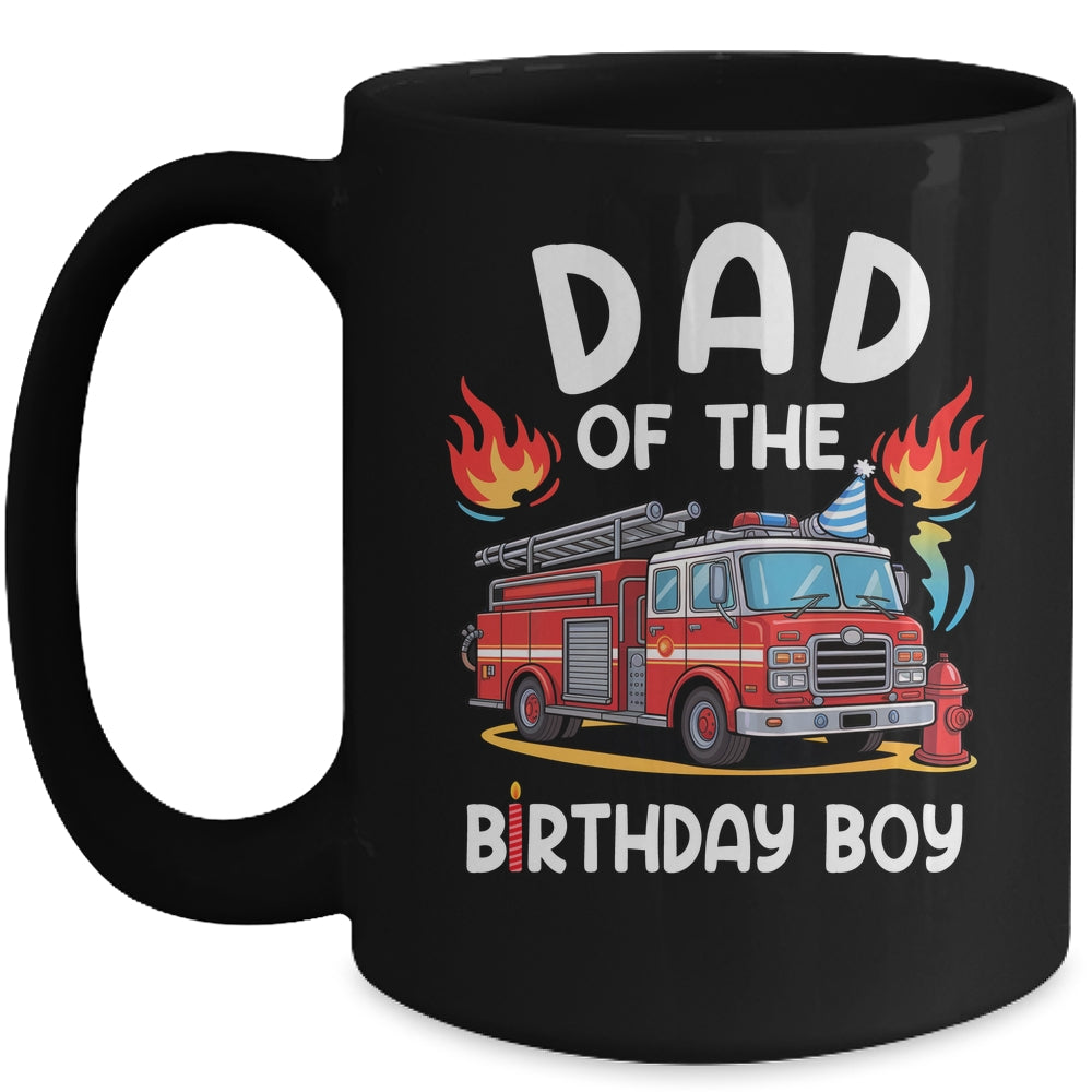 Dad Of The Birthday Boy Fire Truck Firefighter 1st Party Mug | teecentury