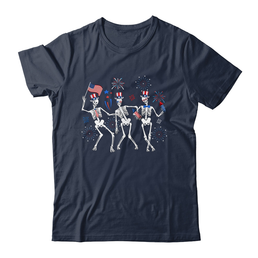 Dancing Skeleton 4th Of July American Flag Skellies Shirt & Hoodie | teecentury