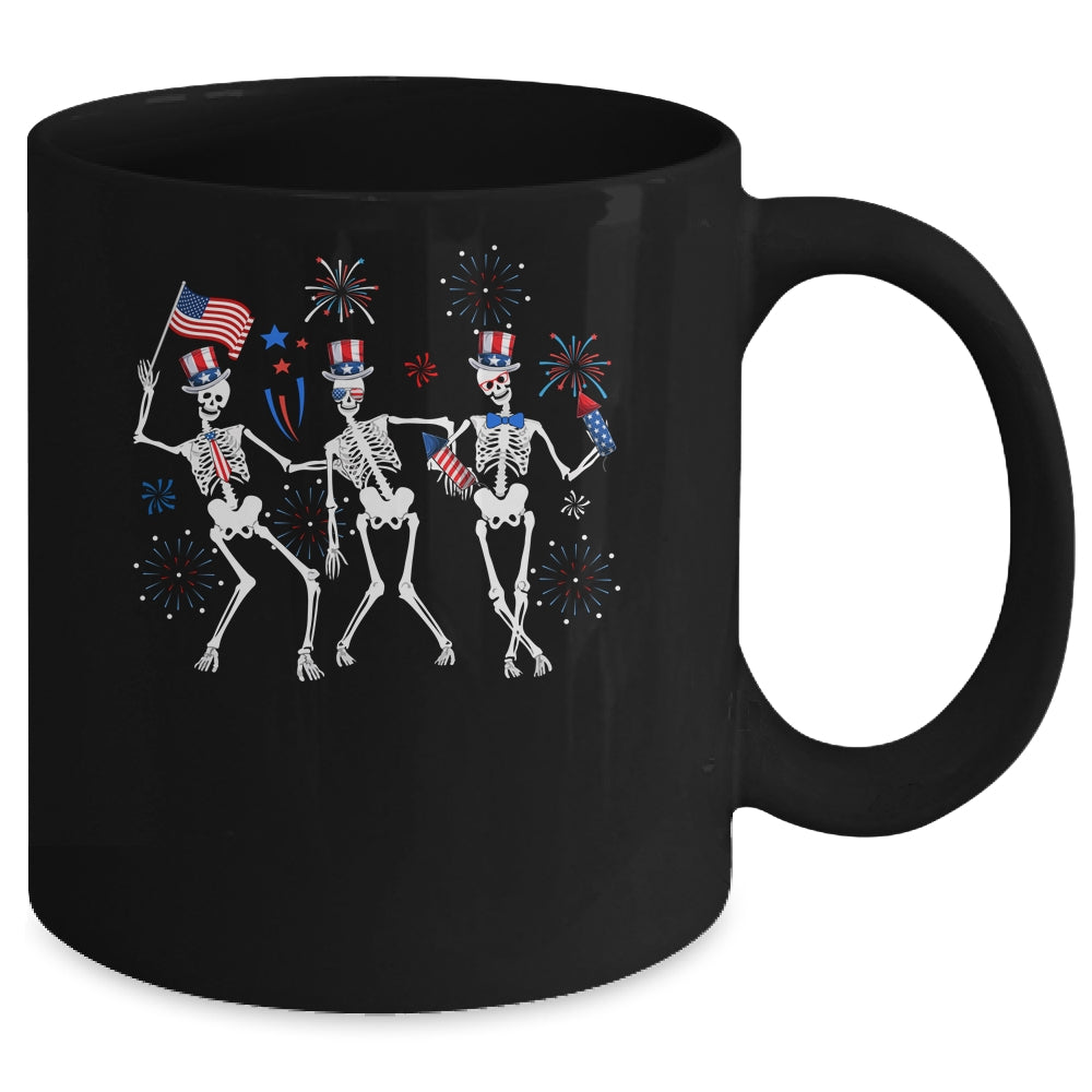 Dancing Skeleton 4th Of July American Flag Skellies Mug | teecentury