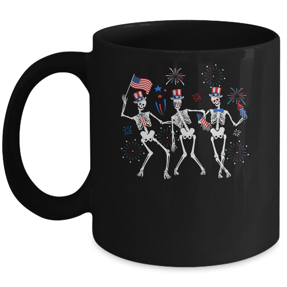 Dancing Skeleton 4th Of July American Flag Skellies Mug | teecentury