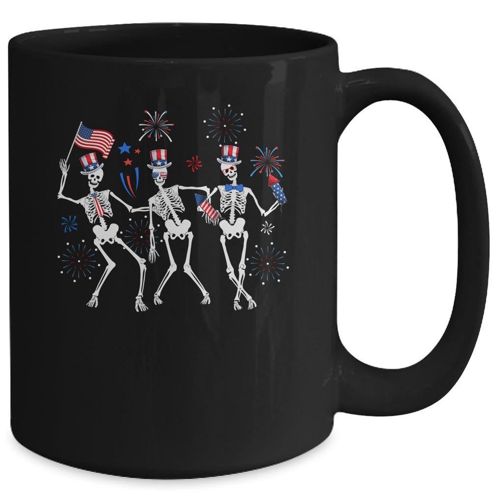 Dancing Skeleton 4th Of July American Flag Skellies Mug | teecentury