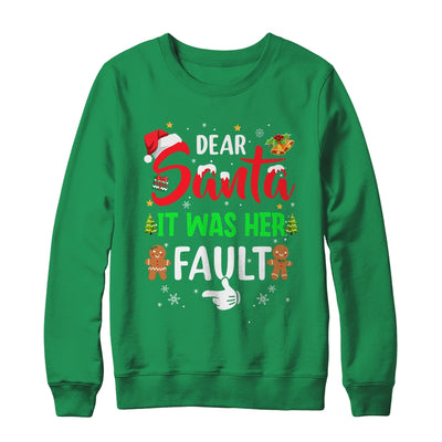 Dear Santa It Was Her Fault Funny Christmas Couples Shirt & Sweatshirt | teecentury