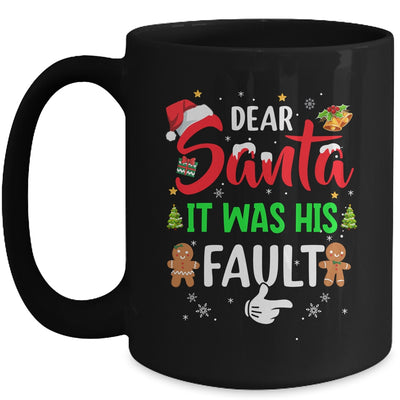 Dear Santa It Was His Fault Funny Christmas Couples Mug | teecentury