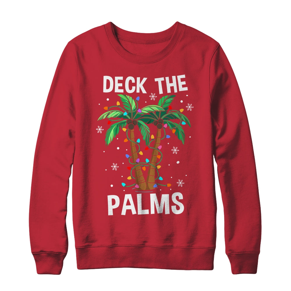 Deck The Palms Tropical Hawaii Christmas Palm Tree Lights Shirt & Sweatshirt | teecentury