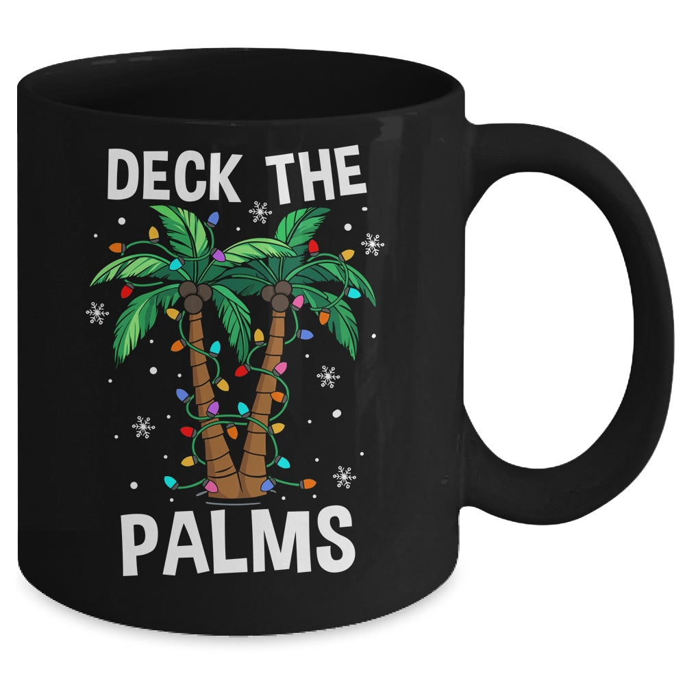 Deck The Palms Tropical Hawaii Christmas Palm Tree Lights Mug | teecentury
