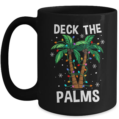 Deck The Palms Tropical Hawaii Christmas Palm Tree Lights Mug | teecentury