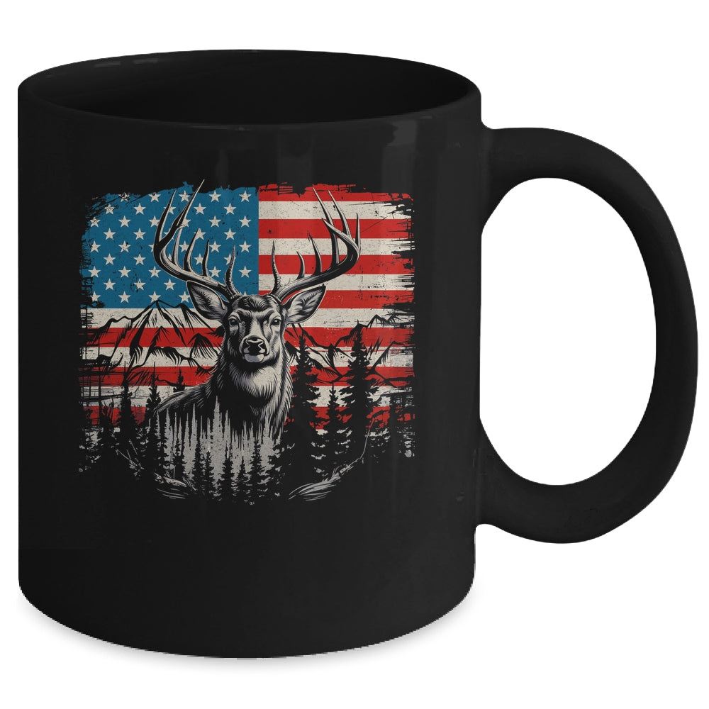 Deer Hunting American Flag Whitetail Buck Deer Mug | teecentury