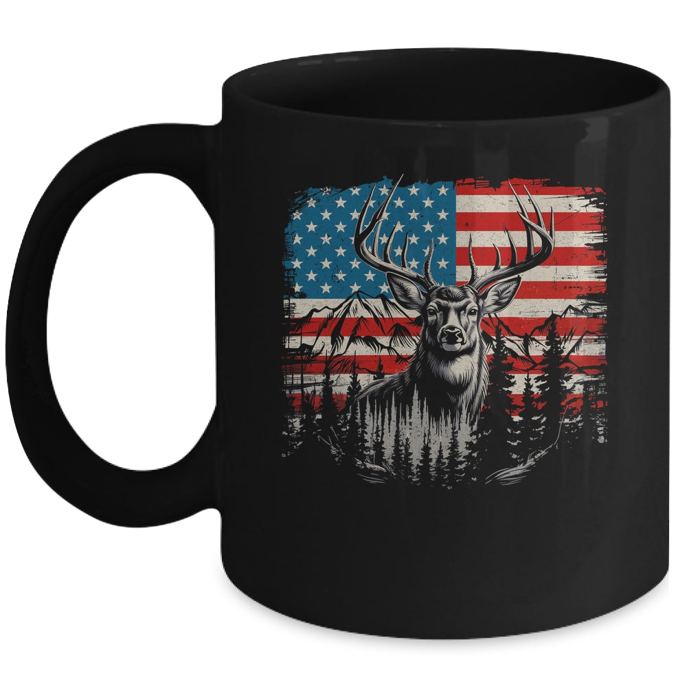 Deer Hunting American Flag Whitetail Buck Deer Mug | teecentury