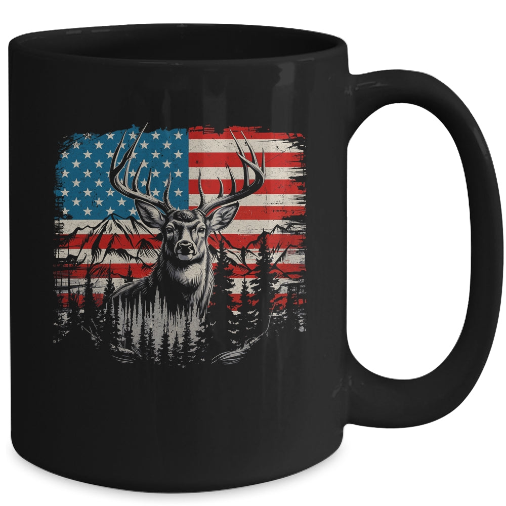 Deer Hunting American Flag Whitetail Buck Deer Mug | teecentury