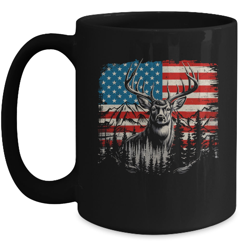 Deer Hunting American Flag Whitetail Buck Deer Mug | teecentury