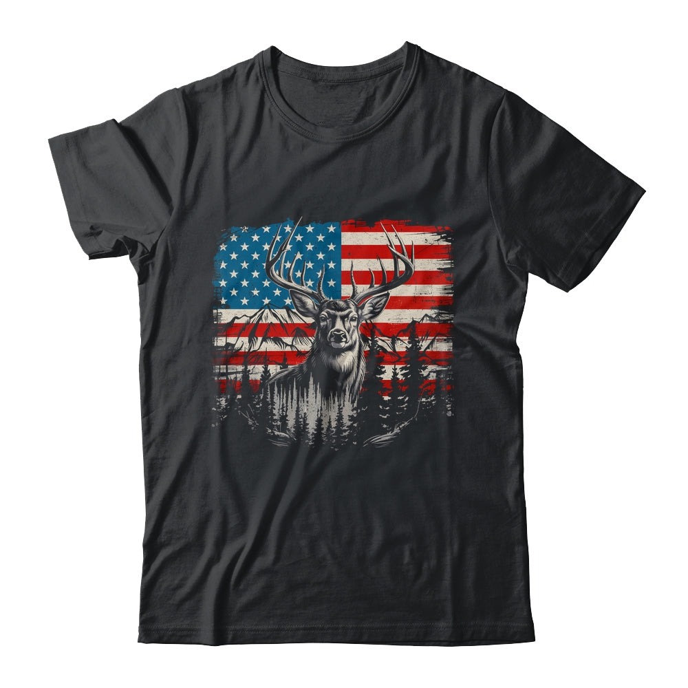 Deer Hunting American Flag Whitetail Buck Deer Shirt & Hoodie | teecentury