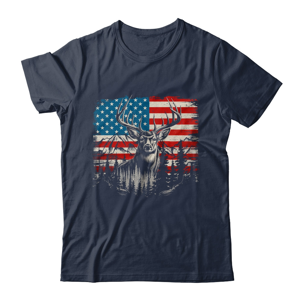 Deer Hunting American Flag Whitetail Buck Deer Shirt & Hoodie | teecentury