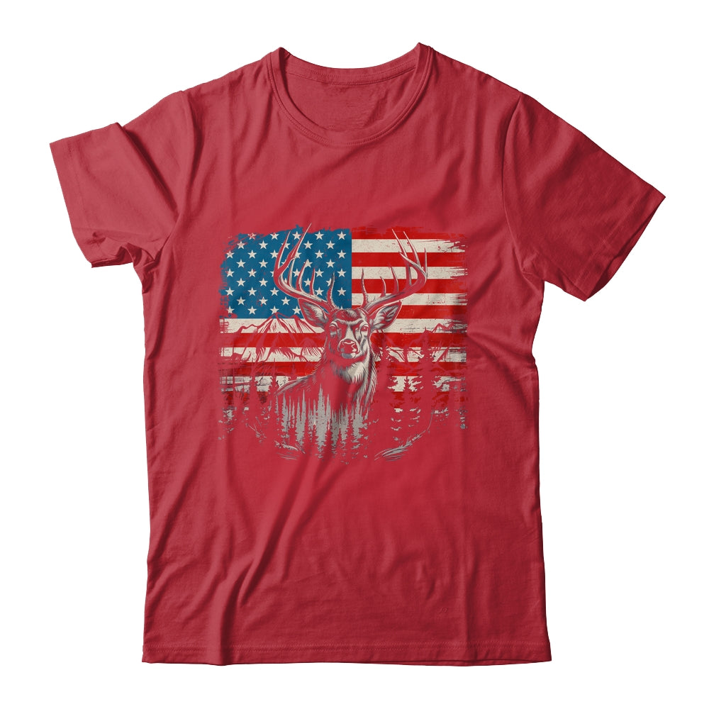 Deer Hunting American Flag Whitetail Buck Deer Shirt & Hoodie | teecentury