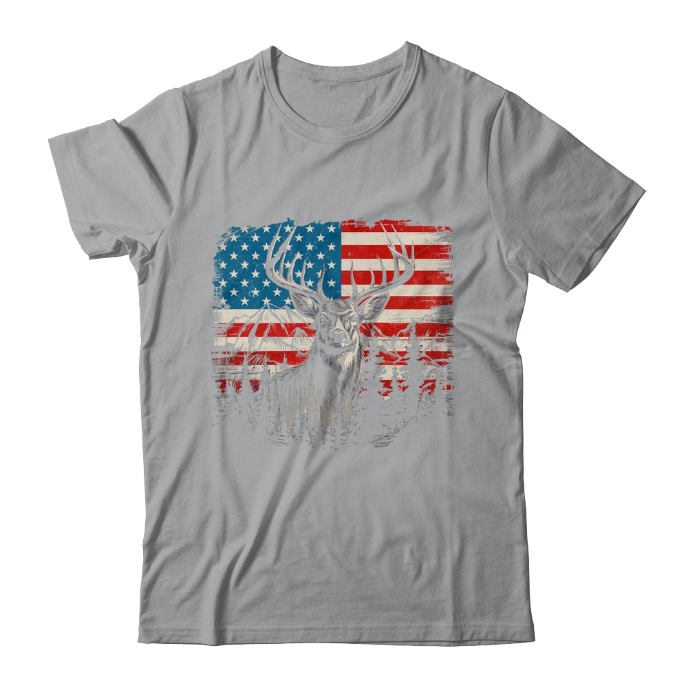Deer Hunting American Flag Whitetail Buck Deer Shirt & Hoodie | teecentury